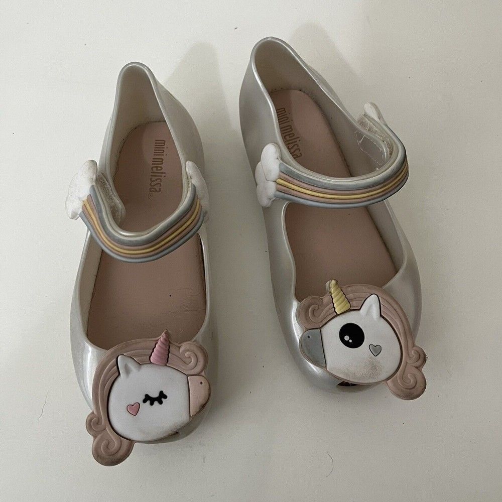 Mini Melissa Ultragirl White Pearl Unicorn Rainbow Shoes Toddler Girls Size 9